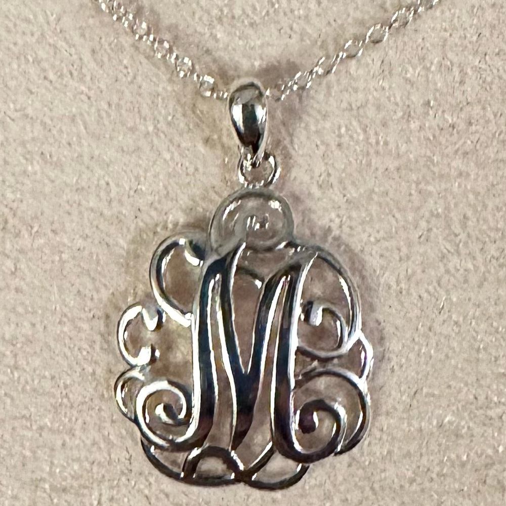 Brand New Sterling Silver ‘M’ Initial Necklace